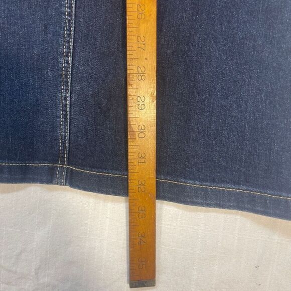 Wash Lab Blue Classic Denim Daily Front Slit Pencil Midi Skirt Size 31 - Picture 9 of 9